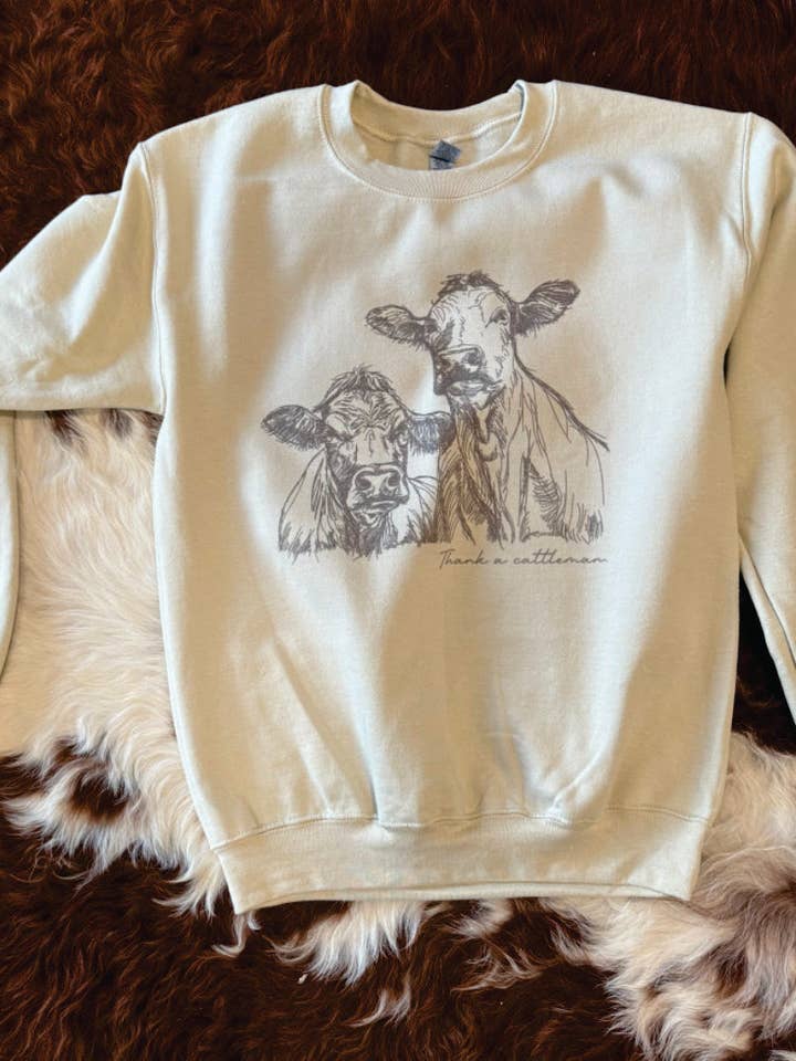 Thank a cattleman Crewneck for wholesale by Bar A Apparel