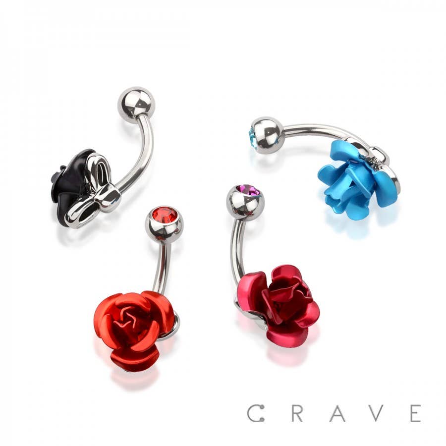SS AQUA GA MM MM MM ROSE BELLY BUTTON RING for wholesale on Faire5