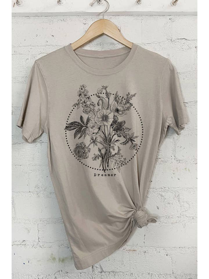 Rustee Clothing - Wholesale Screen Printed T-Shirt - Women's - DREAMER FLOWER1