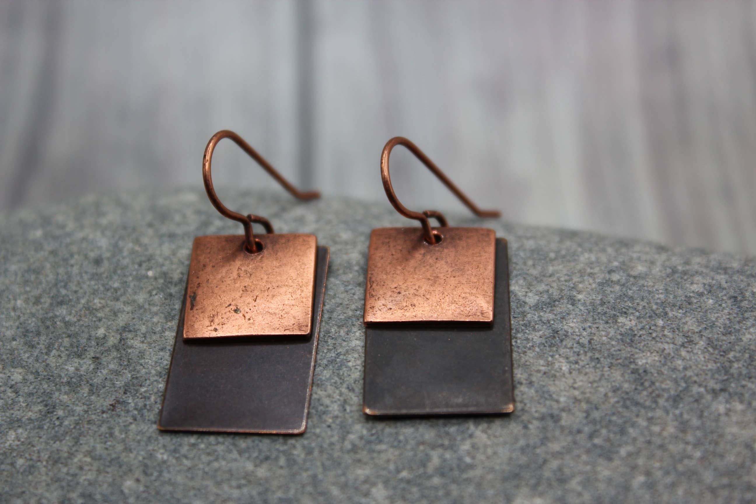 Harper House Studio - Wholesale Dangle Earrings - Antique and Smooth Copper Earrings – Handcrafted Rustic