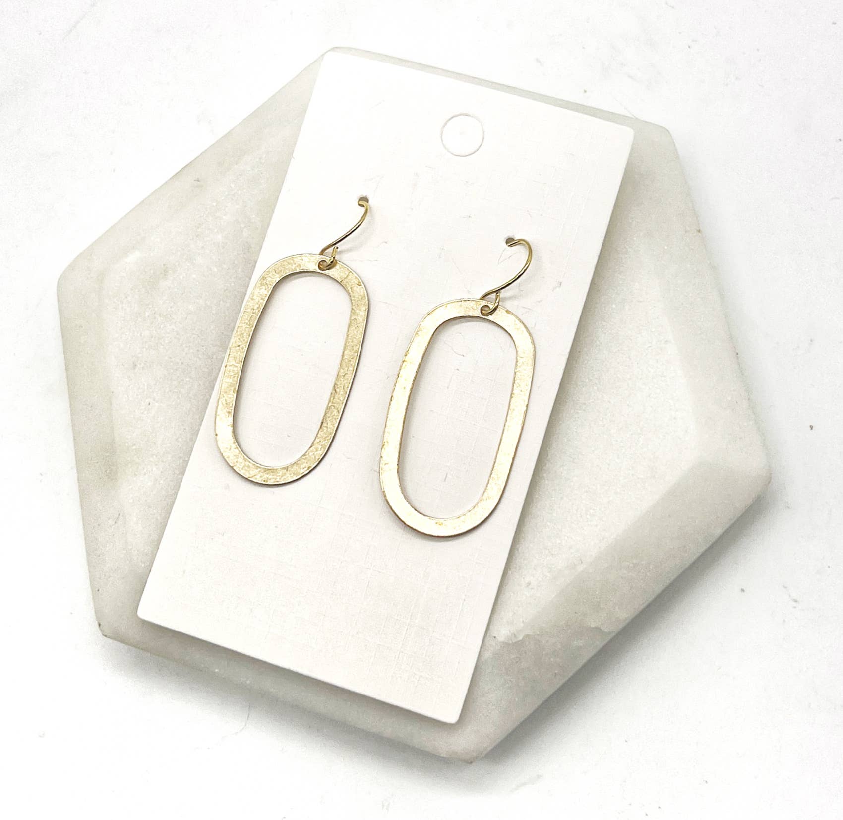 Baubles by B - Wholesale Dangle Earrings - Gold Oval Brass Metal Earrings2