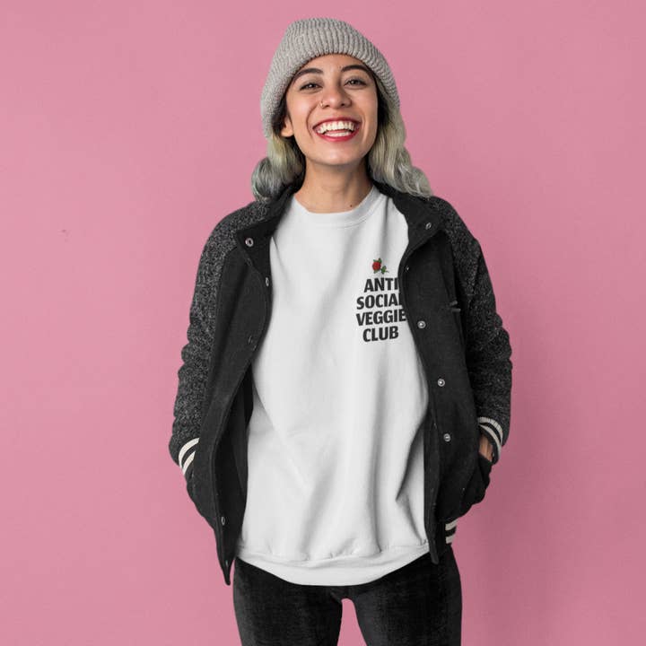 Oat Milk Club - Wholesale Graphic Sweatshirt - Unisex - Anti Social Veggie Club - Organic Cotton Sweatshirt2