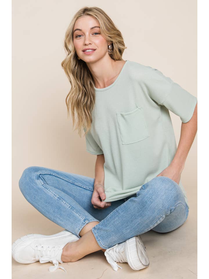 DENIM TA1797 SOFT WAFFLE KNIT T-SHIRT for wholesale on Faire