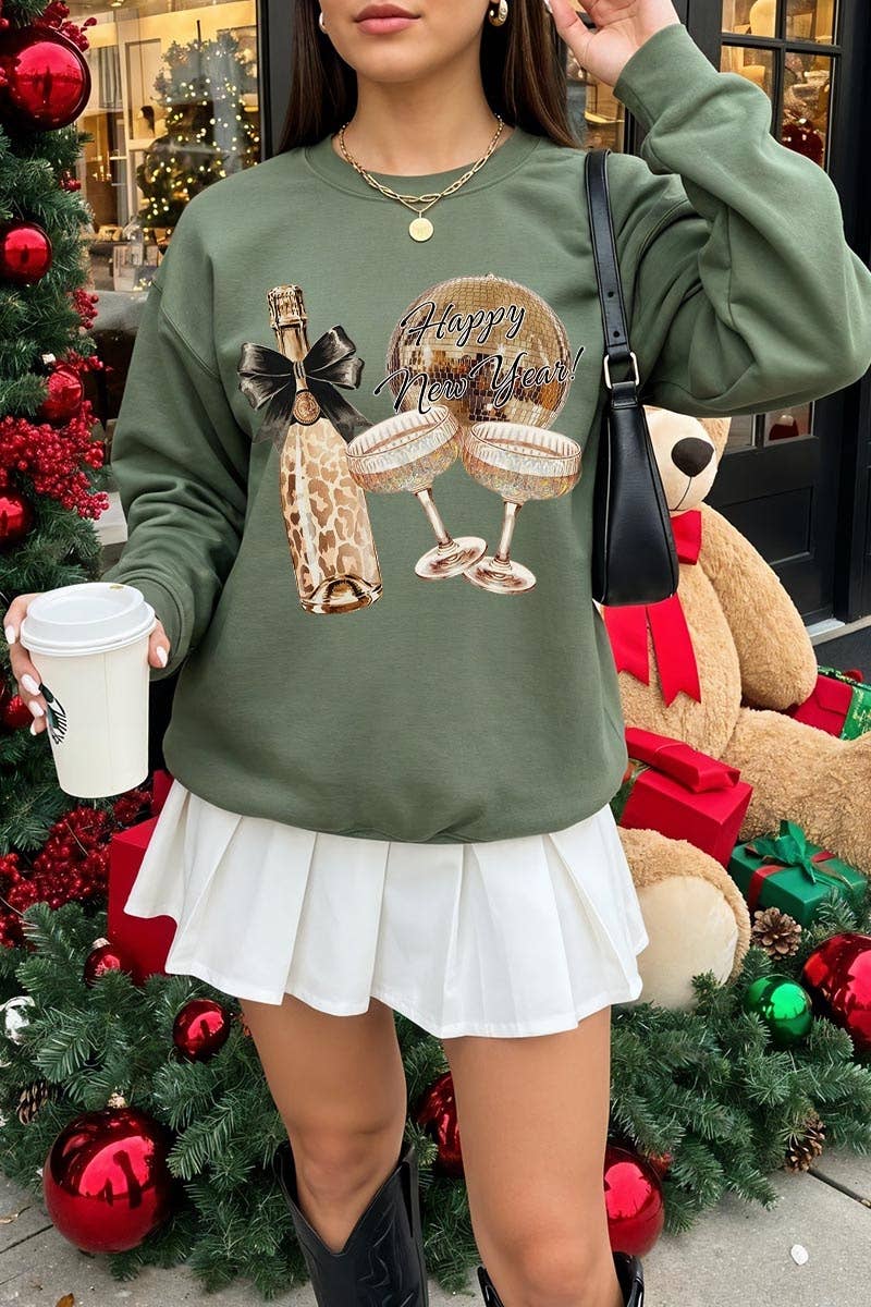 Pink Irene Wholesale - Wholesale Shirt - Women's - Cheers Champagne Graphic Sweatshirt5