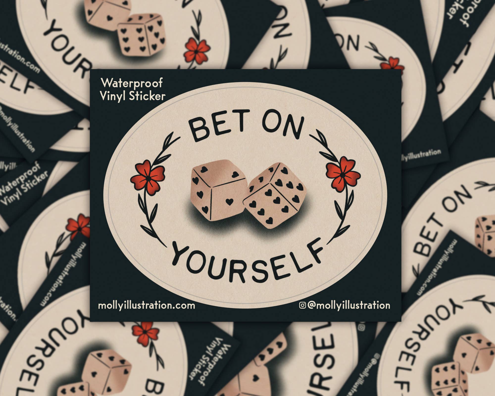 Molly Illustration - Wholesale Sticker - Bet on Yourself Waterproof Vinyl Sticker