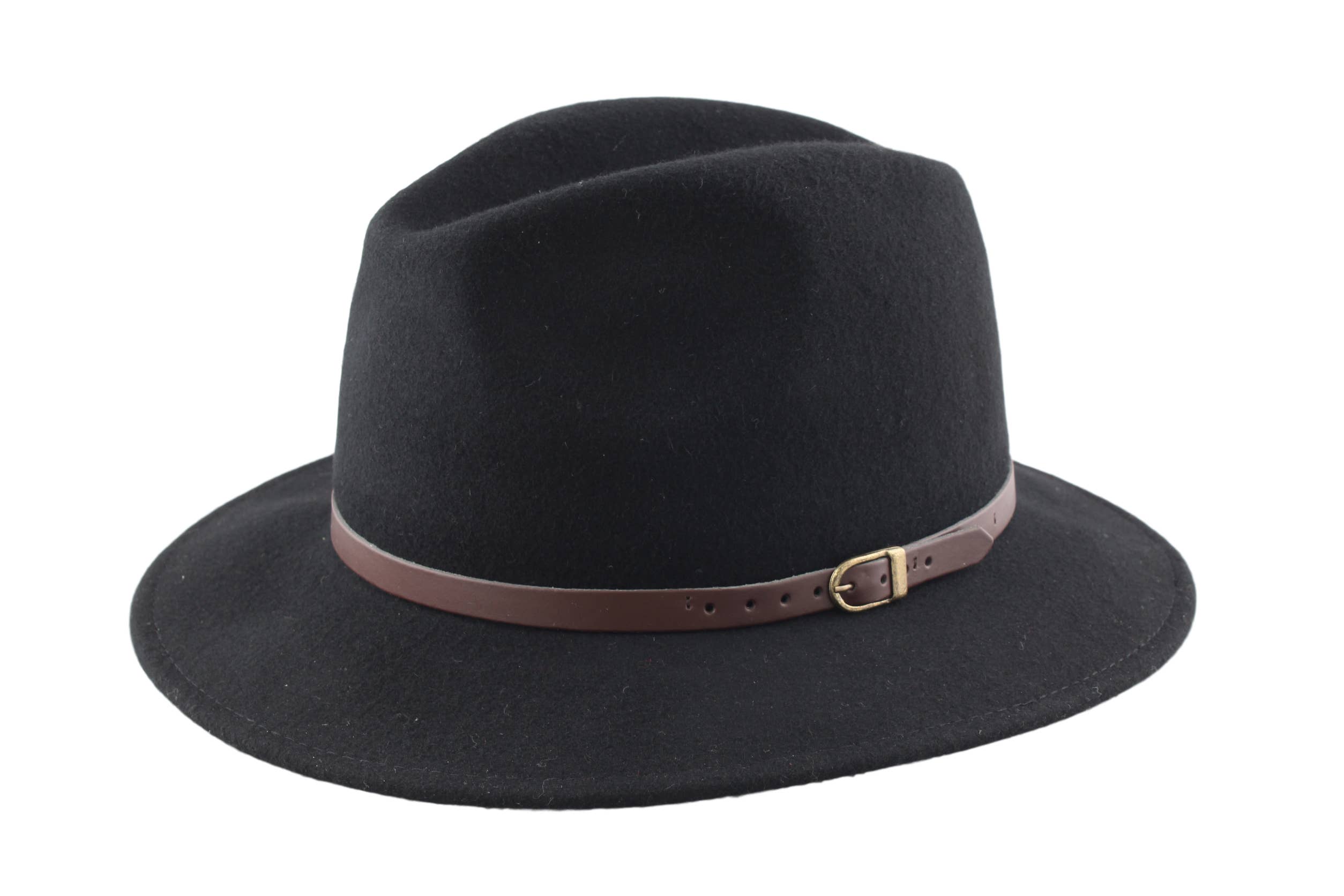 M BY FLECHET - ESSENTIALS - ALP1 – Großhandel Fedora-Hut – Unisex – Wollfilzhut mit Kunstlederbesatz - Modell 1HS455