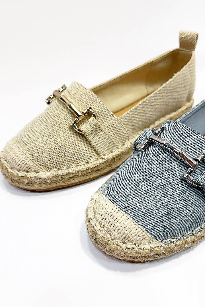 Black CABO METALLIC LINK DETAIL CAP-TOE STYLE ESPADRILLES FLATS for wholesale on Faire3