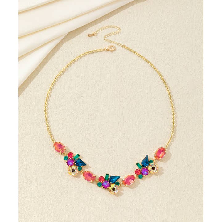 Blossom bijoux - Wholesale Pendant/Charm Necklace - Multiform glass rhinestone and flower necklace – 26AHCC002