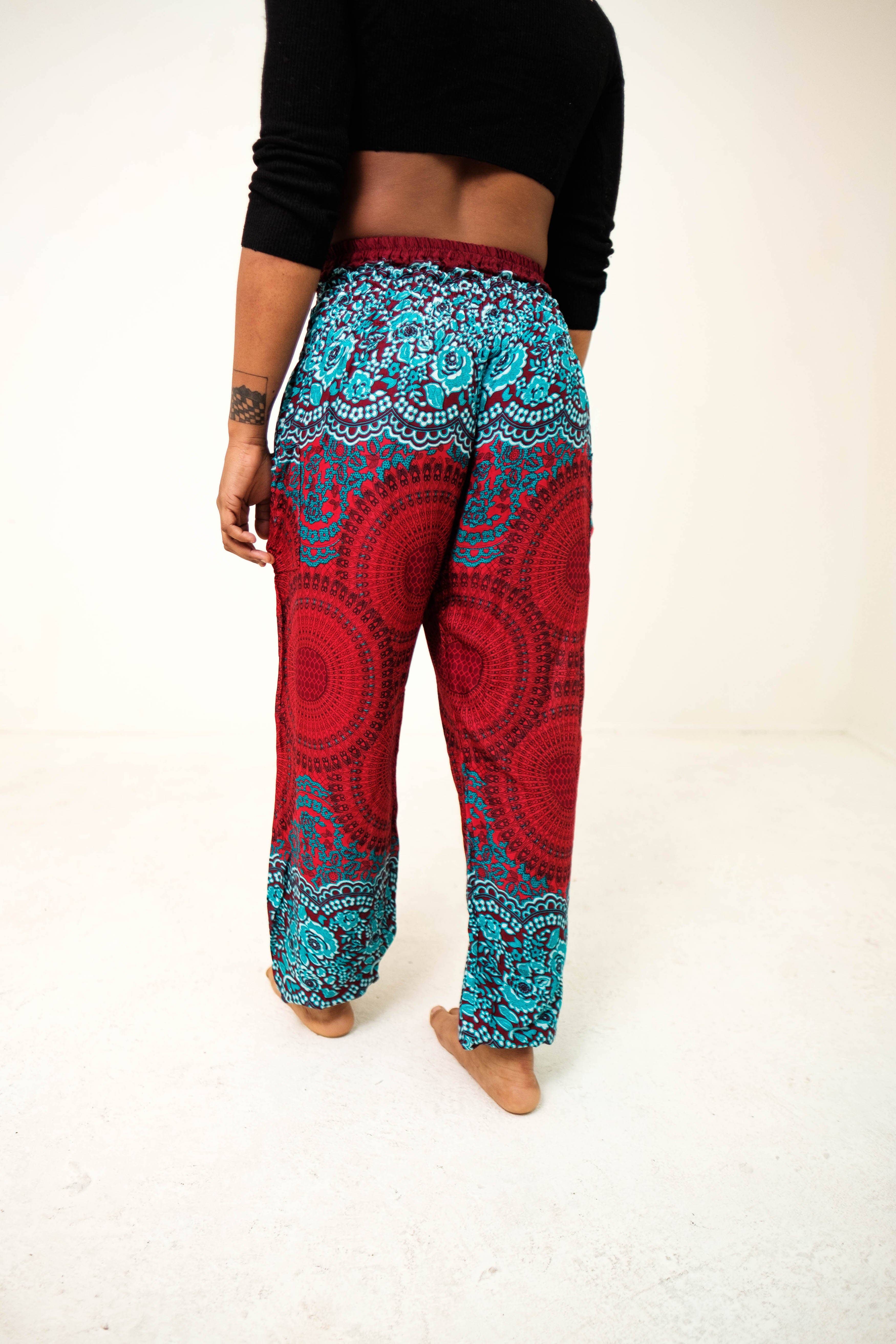 The Elephant Temple - Wholesale Pants - Women's - Mandala Elephant Pants-Red and Teal2