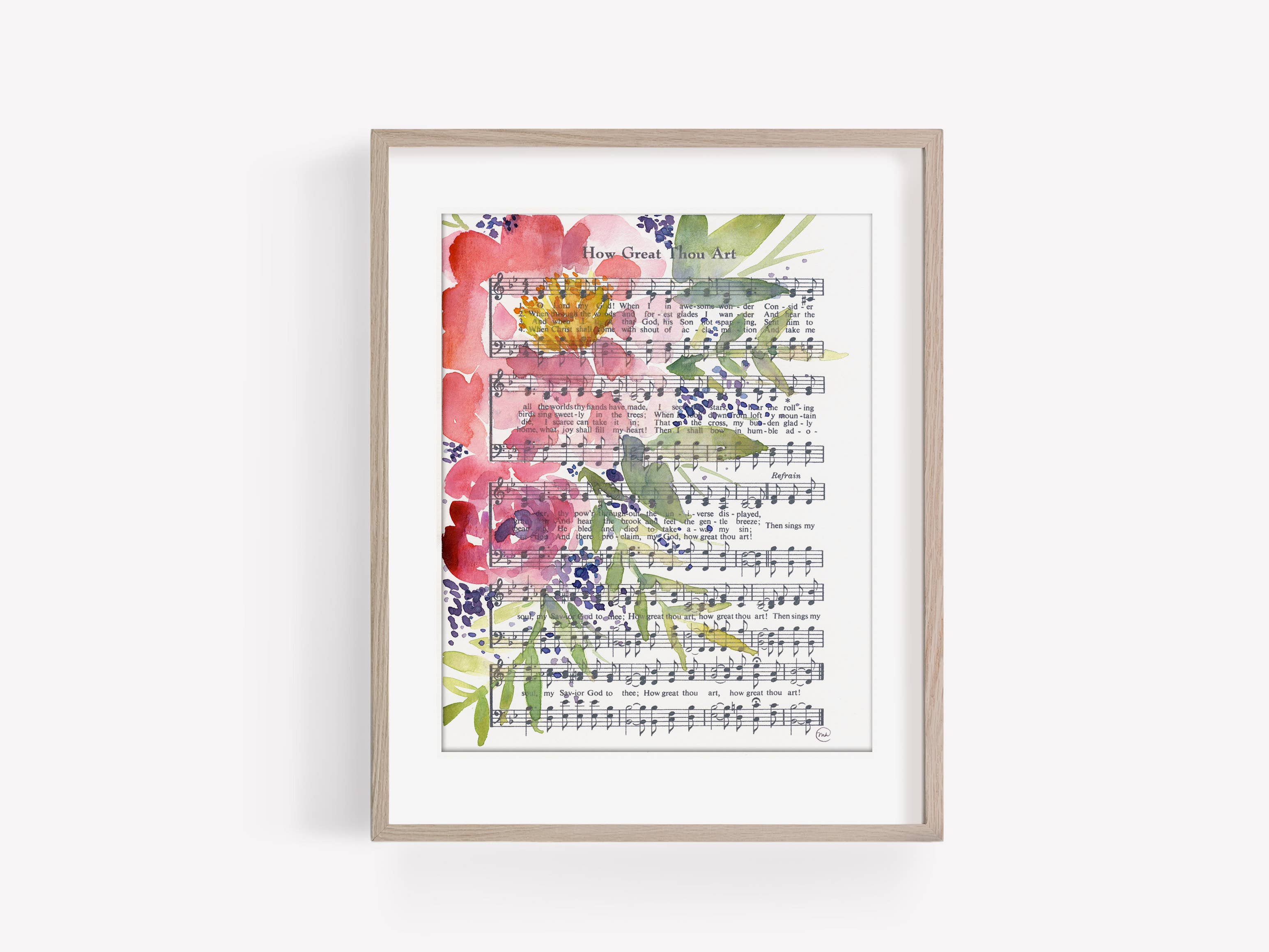 Marydean Draws - Wholesale Art Print - “How Great Thou Art” Floral Pink Peony Hymn Print