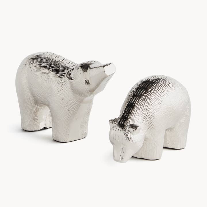 Koda Bear Sculptures, Silver for wholesale by Napa Home & Garden
