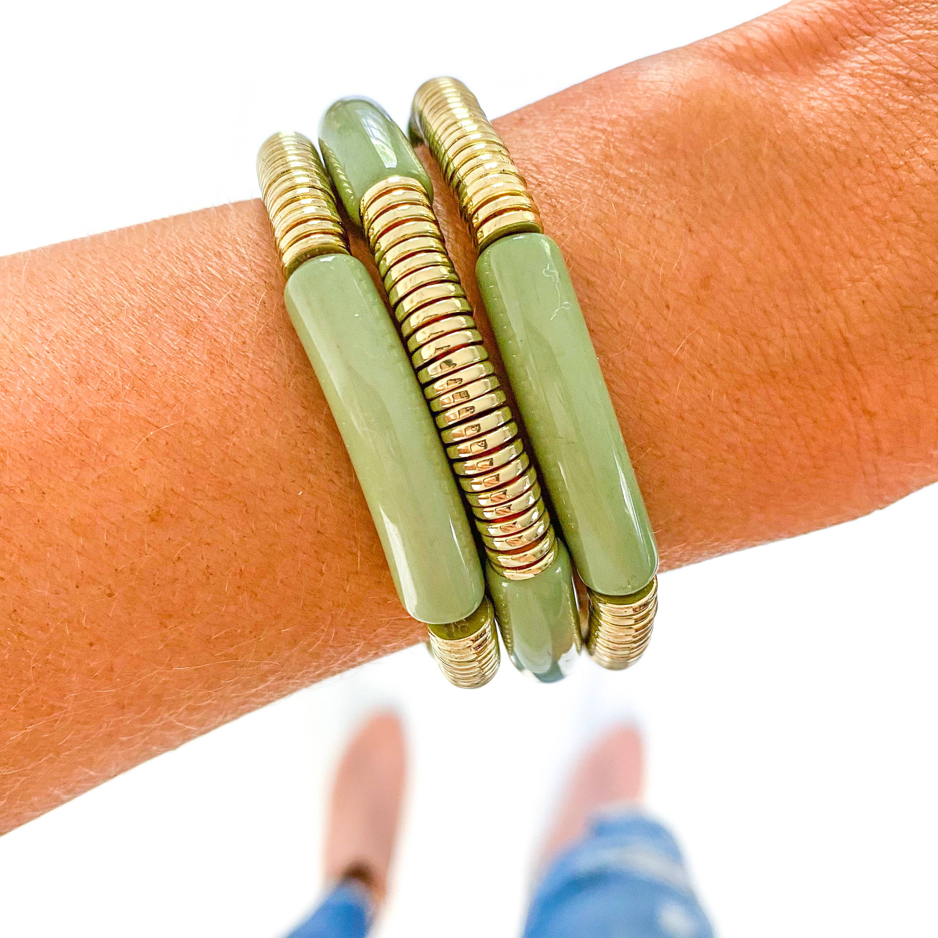 Savvy Bling - Wholesale Beaded Bracelet - Acrylic Tube Bamboo Bracelet & Gold14