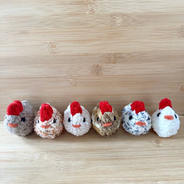 Cool Beanz Crochet - Wholesale Decorative Tabletop Object - Tiny Pocket Pet Crochet Chicken - Mystery Color!