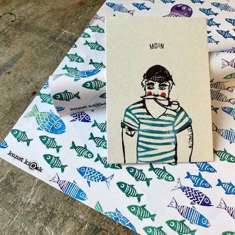 kuki - Wholesale Flat Wrap - “Fish & Sea” wrapping paper2