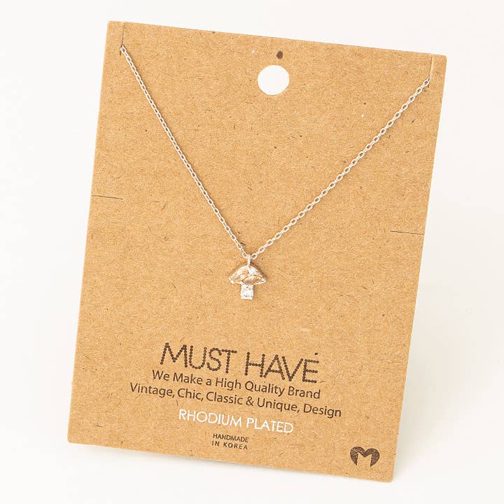 Fame Accessories - Wholesale Pendant/Charm Necklace - Mini Mushroom Pendant Necklace
