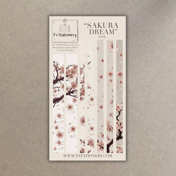 "Sakura Dream Washi Strips" Klistermærkeark for engroshandel hos T's Stationery