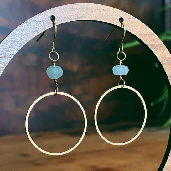 Jaya Earrings | Brass Circles Stone Beads for wholesale by Seeds
