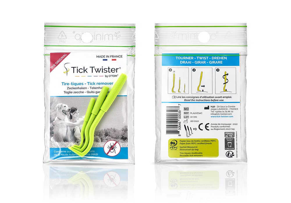 H3D – Großhandel Haustierpflegeprodukt – Hund – Display mit 20 Beuteln à 3 Tick Twister® Zeckenentfernungen in anisgrün3