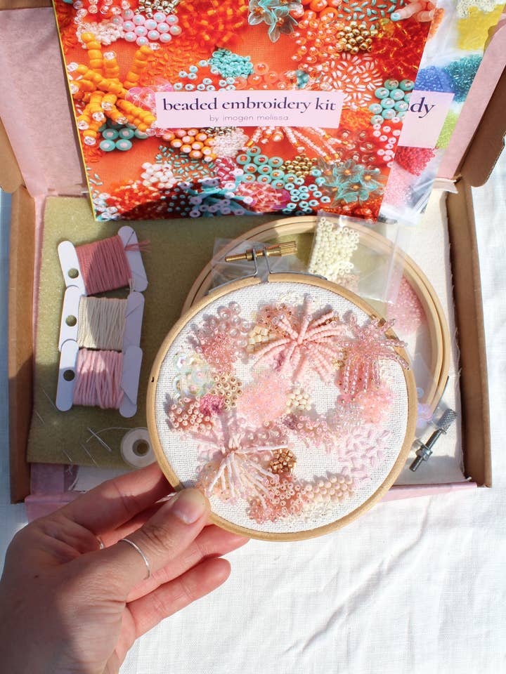 Embroidery Beading Kit In Pink for wholesale by Imogen Melissa