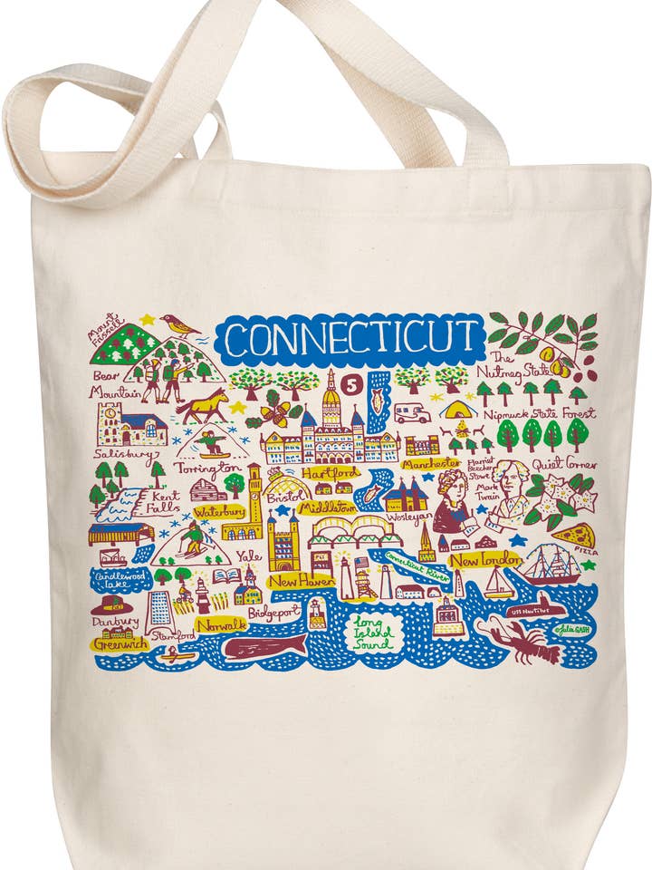 Connecticut Boutique Map Art Tote for wholesale by Morado Designs