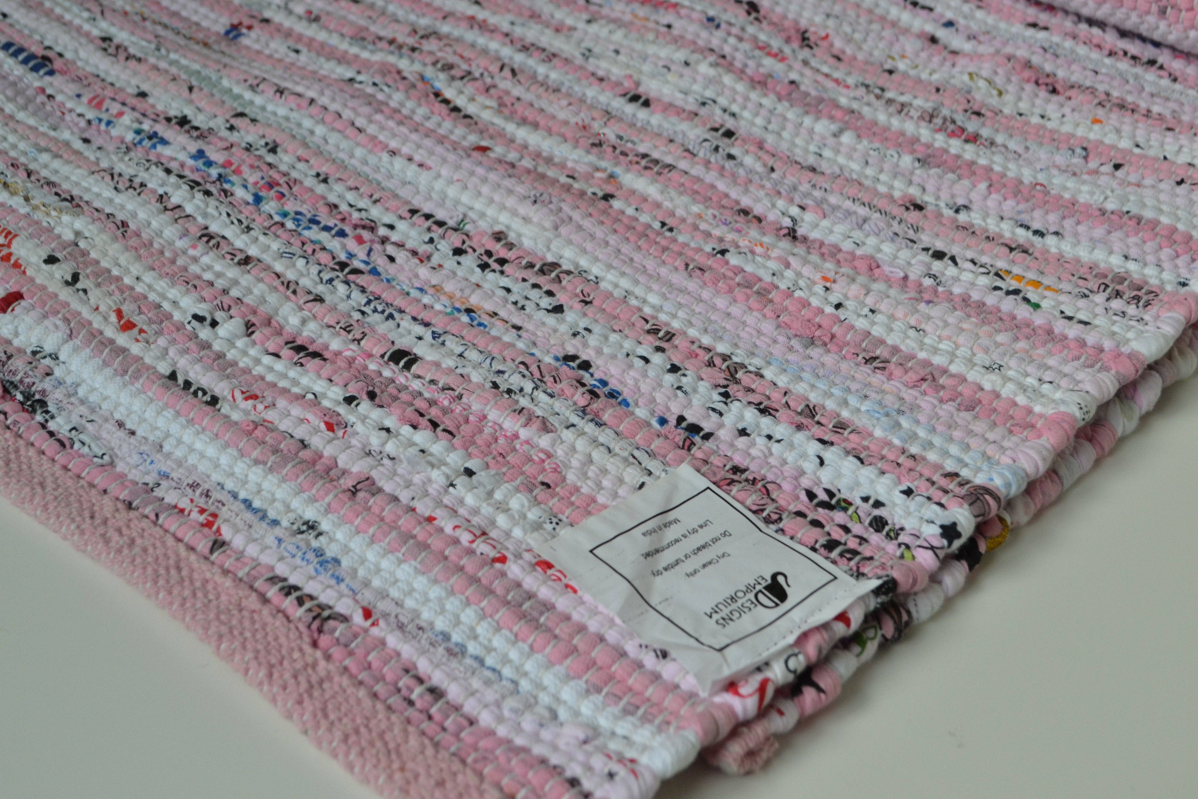 Designs Emporium - Wholesale Runner Rug - Pink Rug Runner Chindi Rag Handmade Recycled Cotton9