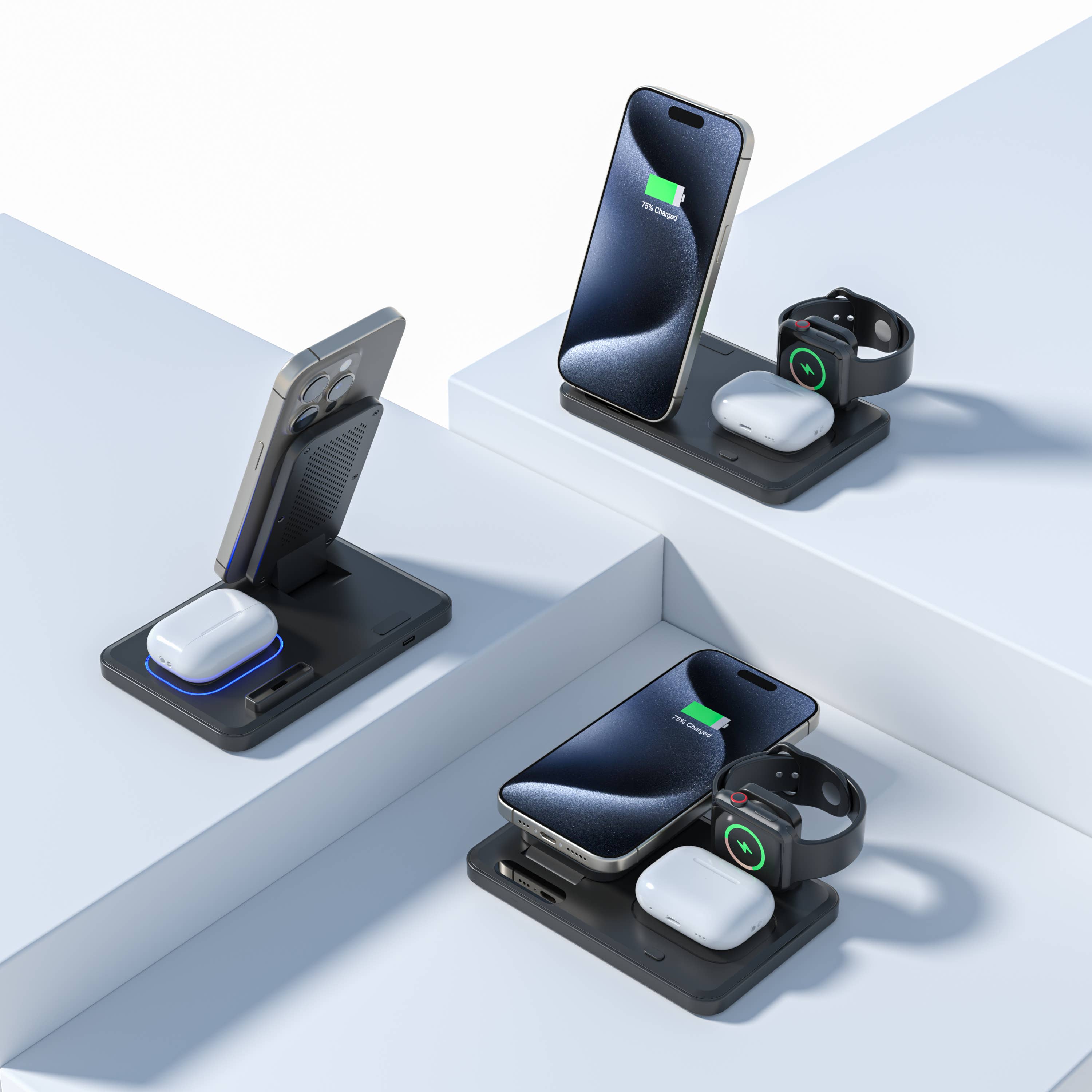 LAX Gadgets - Wholesale Charger - Flat Folding 3-in-1 Fast Wireless Charger -Retail Packaging14