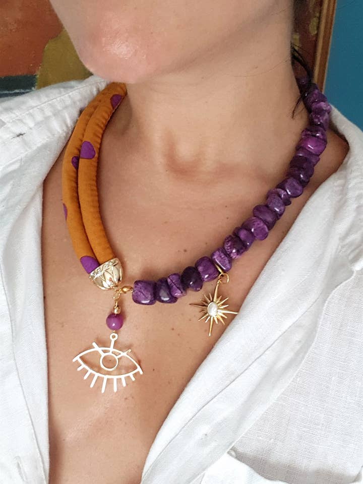 Eye of Horus Necklace in Polka for wholesale by FABRICCA