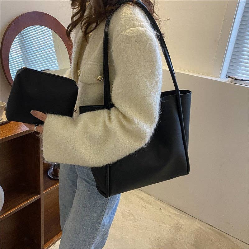 UZ Wholesale Store – wholesale Tote bag – Women's – Solid Color Minimalist Handheld Single Shoulder Tote Leather Bag2