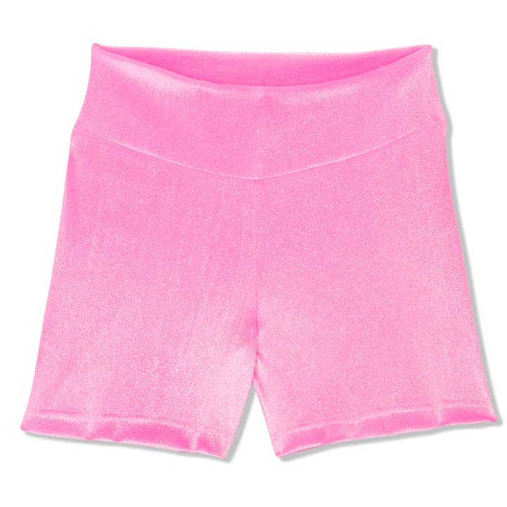 Lyserøde glitrende velourshorts for engroshandel hos Girl Power Sport
