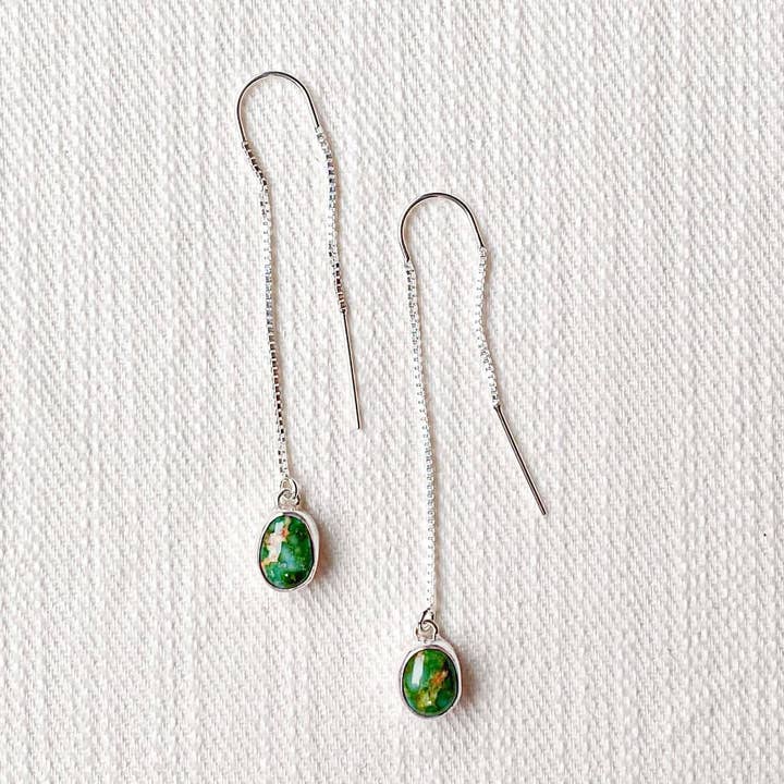 Sonoran Gold Turquoise Threader Earrings for wholesale by Meghan Elisabeth Art