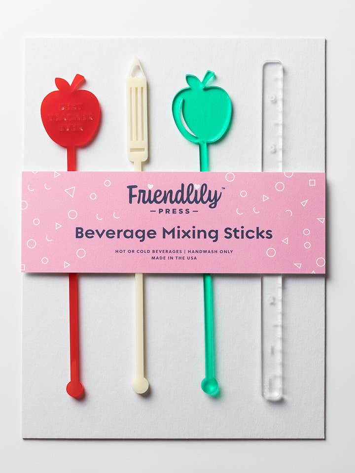 Teacher Appreciation Acrylic Drink Stirrer Collection for wholesale by Friendlily Press