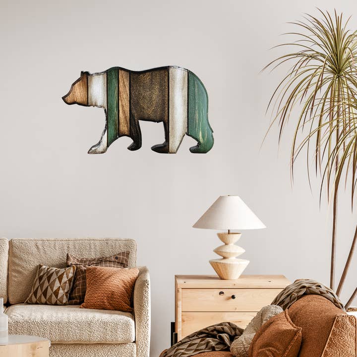 Cul de Sac Critters - Wholesale Wall Accent - Medium Rustic Bear Wall Art or Shelf Decor - Solid wood3