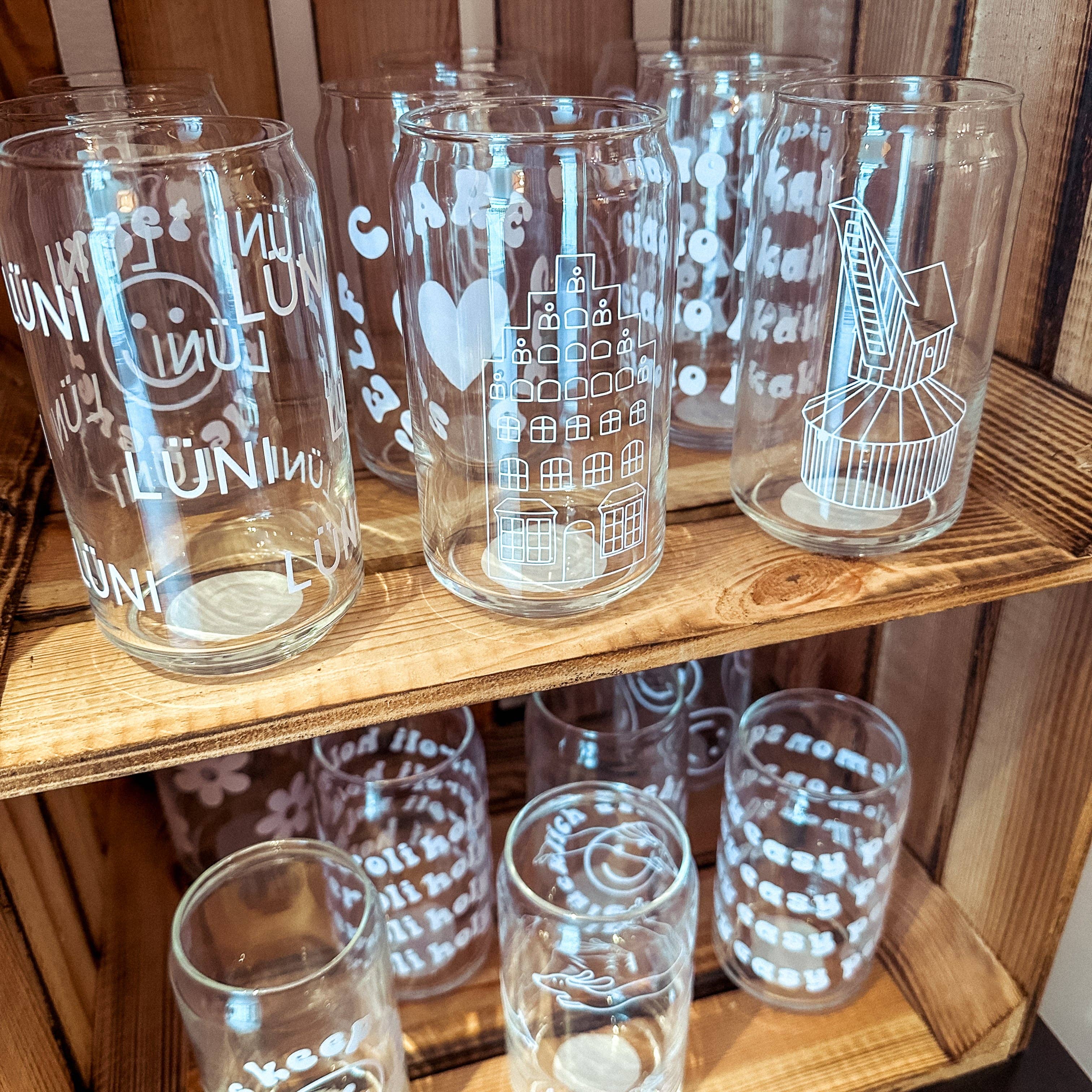 cool people club - Wholesale Drinking Glass/Cup - Can glass with print "Smileys"2