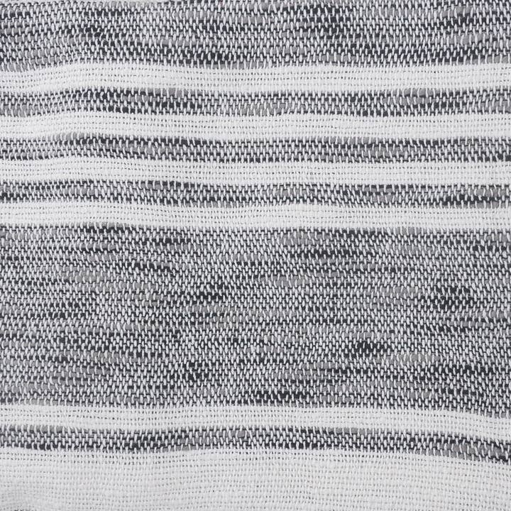 Gris/Blanc Plaid à rayures verticales et texturées avec franges en vente sur Faire2
