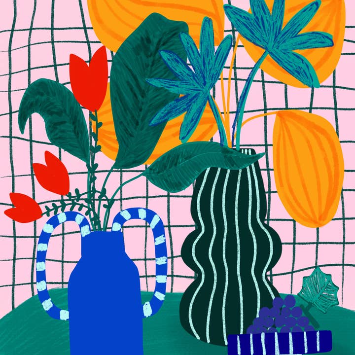 Teresa Rego – Impressão artística por atacado – Gravura Fine Art Uvas e Folhas0