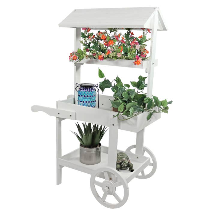 Sunnydaze Decor - Wholesale Planter Box - Country Market Flower Stand Raised Garden Bed - White