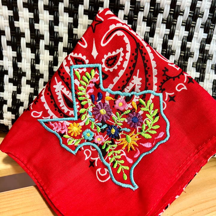 The Funky Soul - Wholesale Bandana - Unisex - Texas Floral Embroidered Bandana
