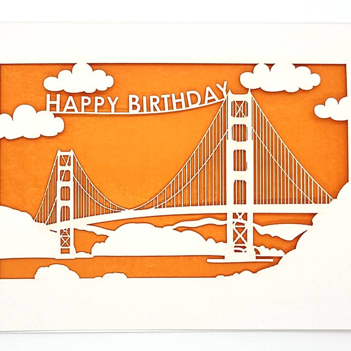 Feliz cumpleaños - Tarjeta de cumpleaños del puente Golden Gate para venta al por mayor de two hermanas