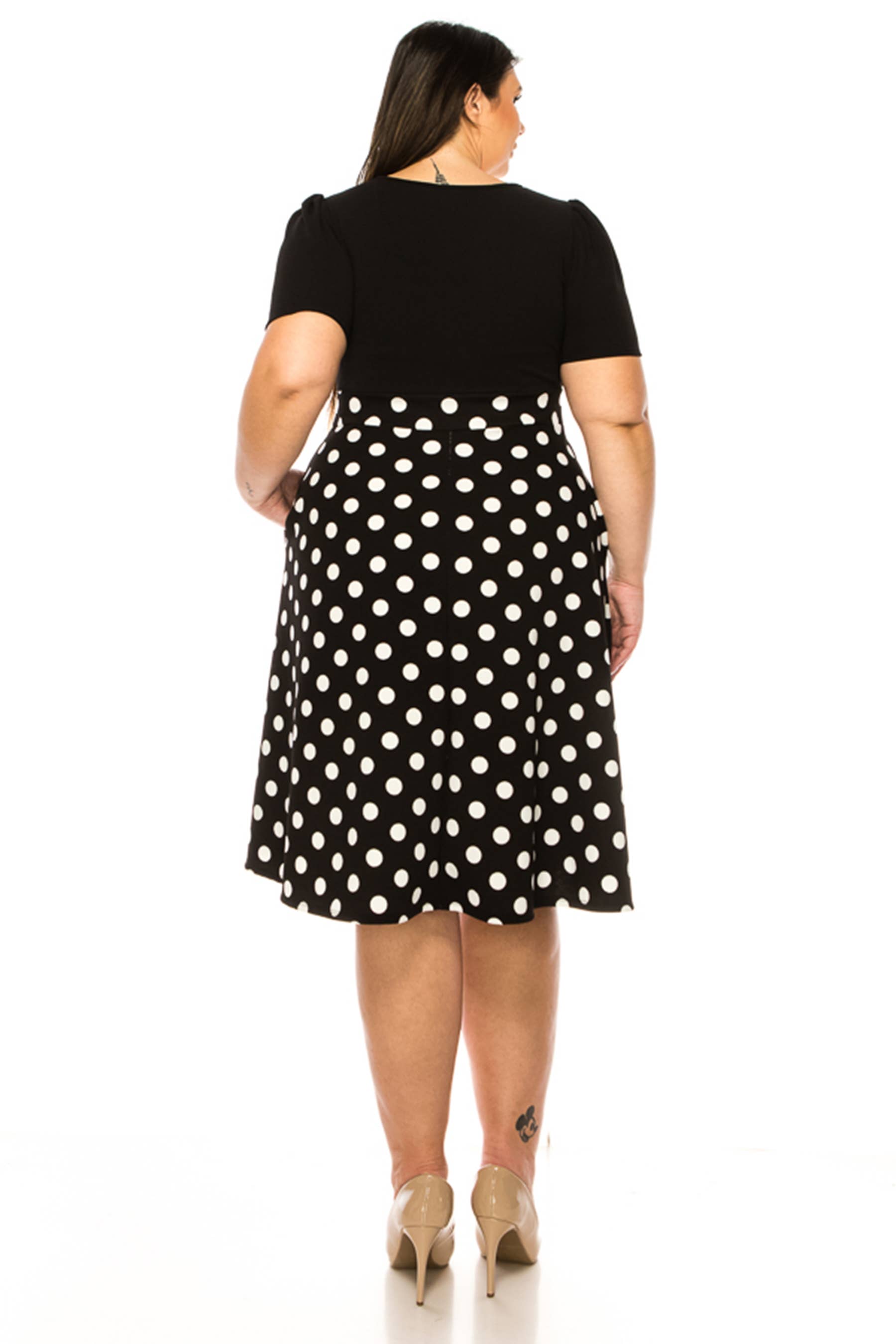 MOA COLLECTION - Wholesale Dress - Women's - Women's Plus Size Dress with Puff Sleeves and Keyhole Front26