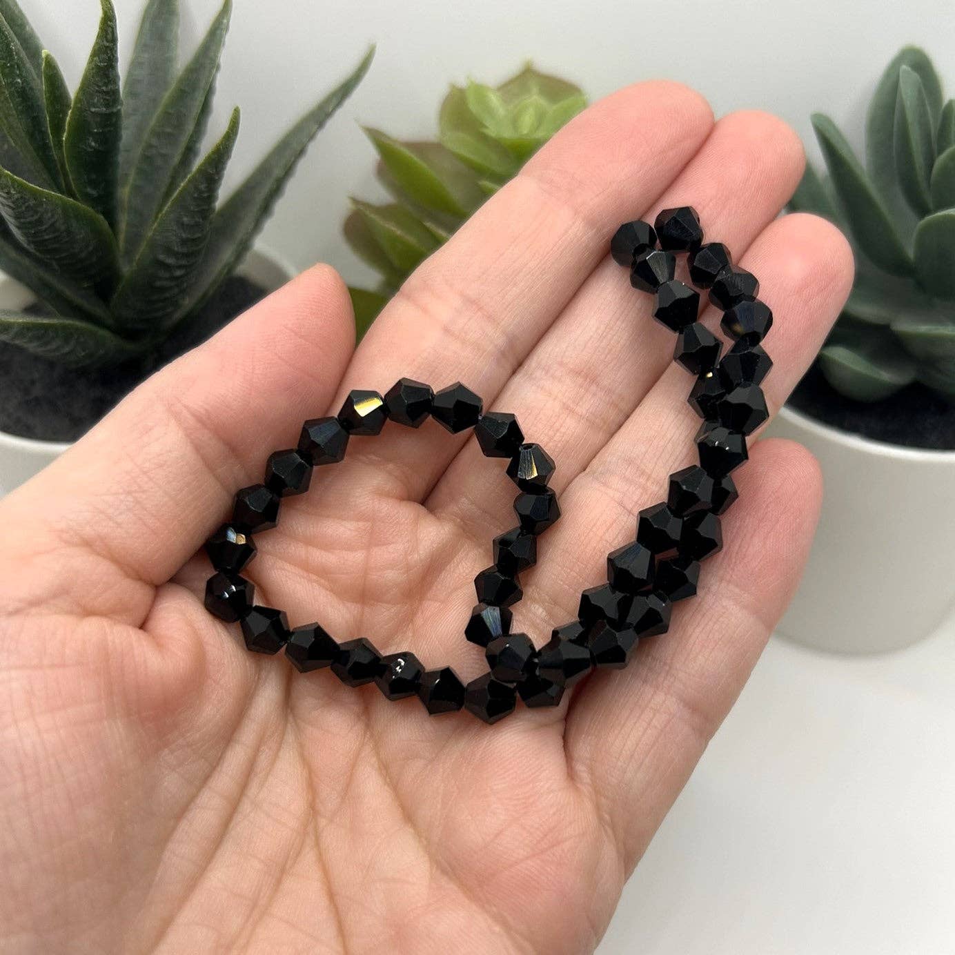 Guerrilla Charm - Wholesale Beads - 6x6mm Black Opaque Bicone Beads, Imitation Crystal, Grade AA2