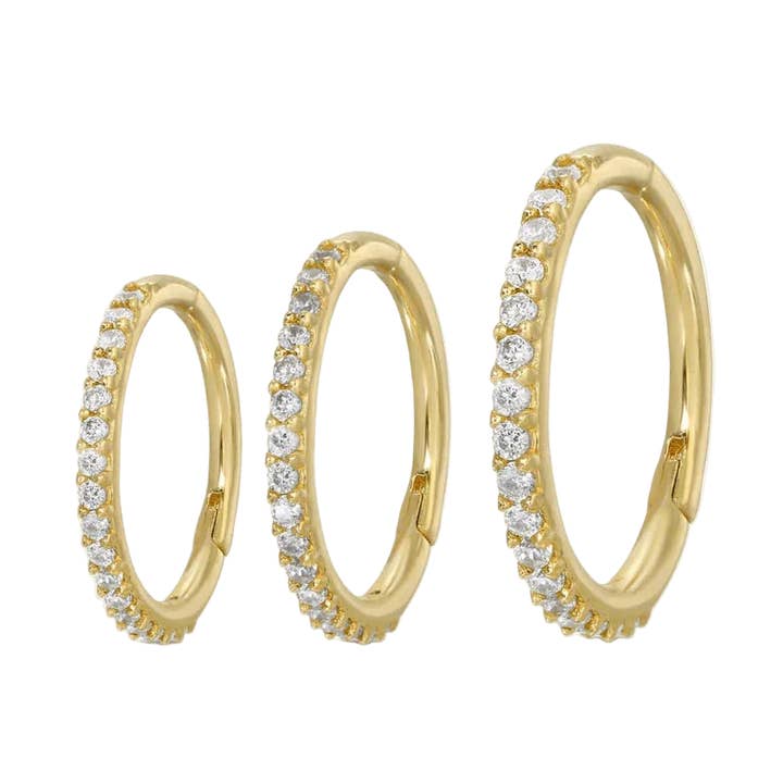 Gemmed Classic Pavé – 14K & 18K Gold Clicker Ring for wholesale by Piercing-zone