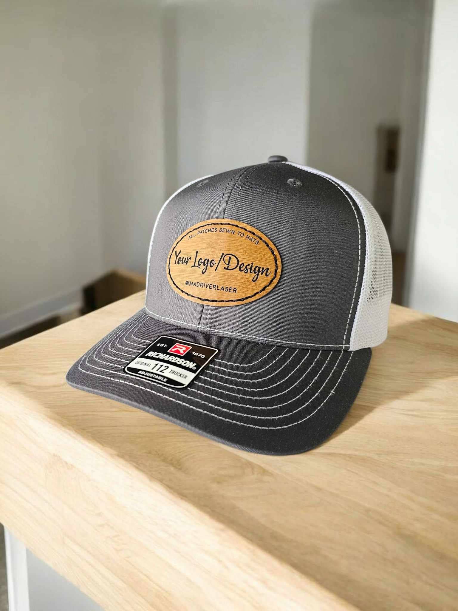 Mad River - Wholesale Trucker Hat - Unisex - Richardson 112 Trucker Hat w/ Custom Oval Leatherette Patch2