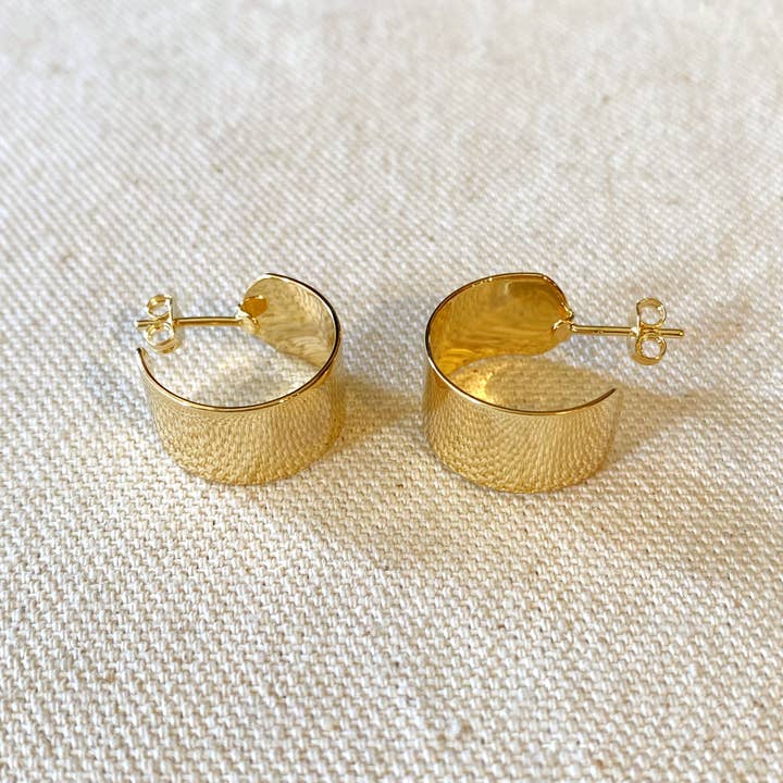 GoldFi - Wholesale Hoop Earrings - Wide Flat Polished Half Hoop Earrings1