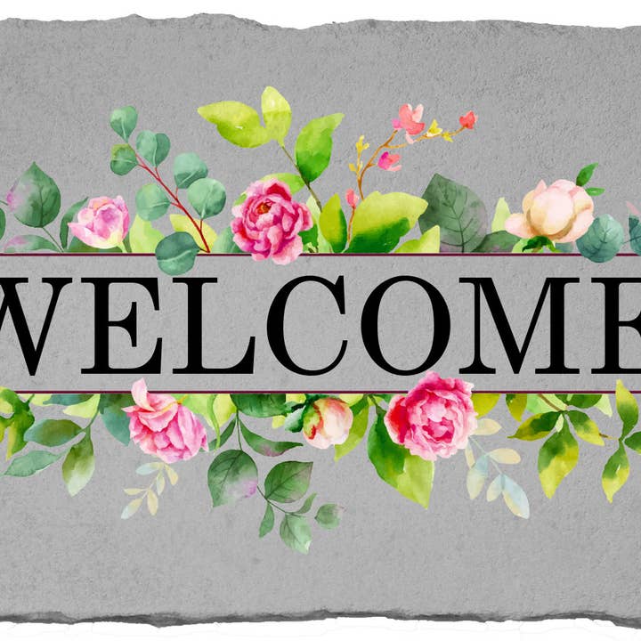 Welcome w/colored flowers 22687 for wholesale by Kay Berry Inc