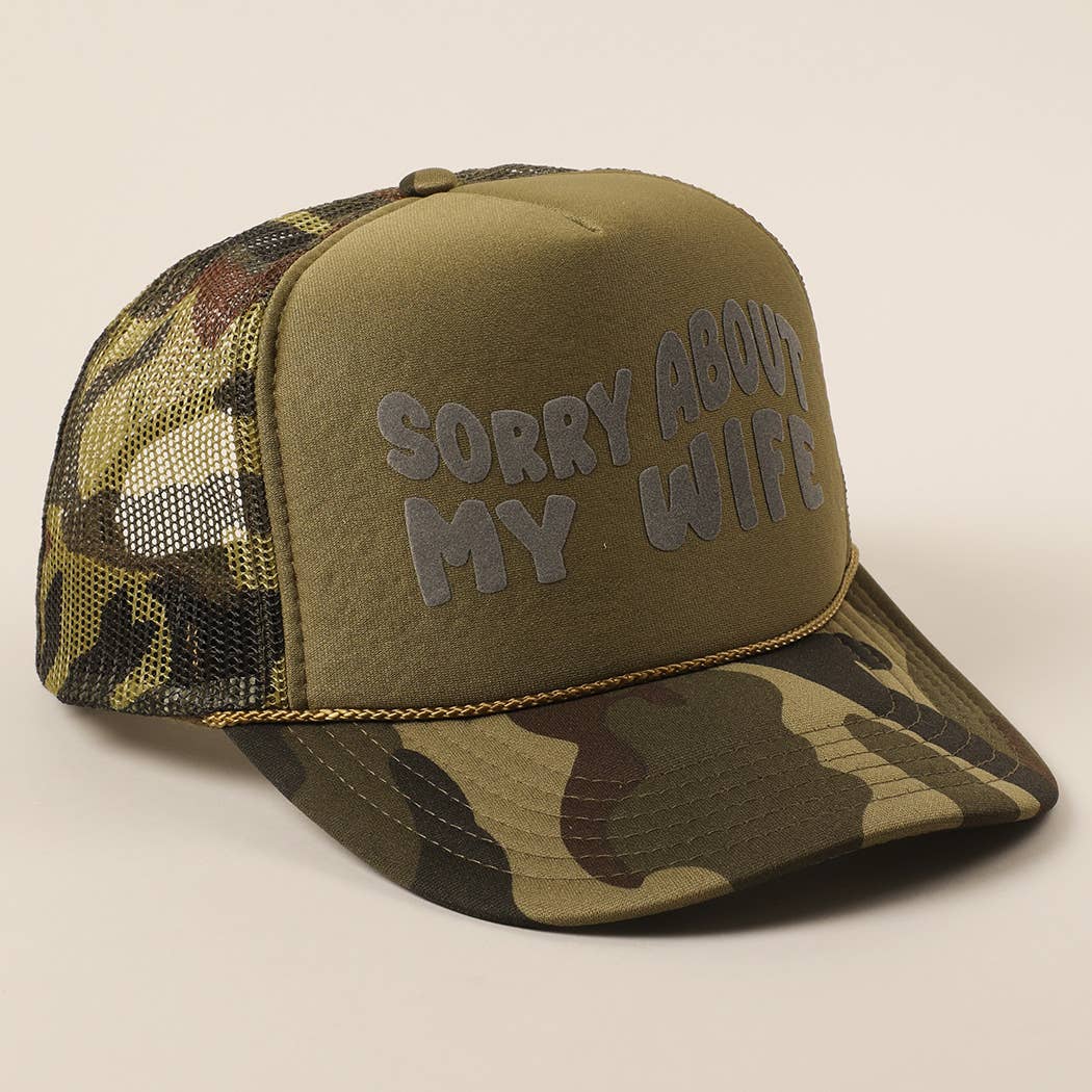 Fashion City - Wholesale Trucker Hat - Unisex - Sorry About My Wife / Husband Text Mesh Back Trucker Hat37