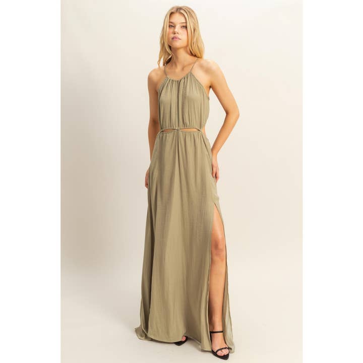 HYFVE - Wholesale Dress - Women's - HF25E129-Side Cutout Side Slit Maxi Dress