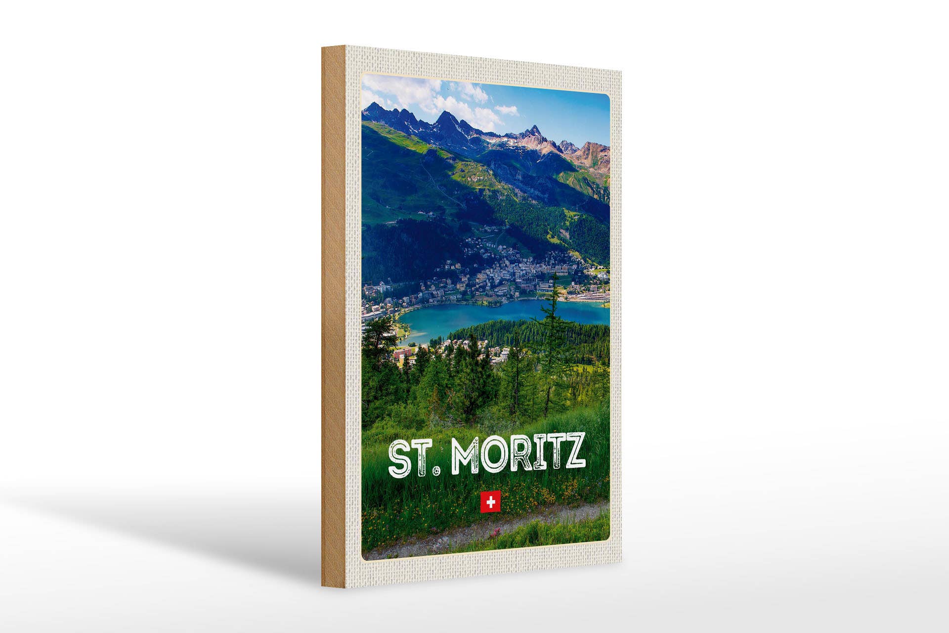 Femer – Großhandel Schilder – Holzschild Reise 20x30cm St. Moritz Österreich Ausblick0