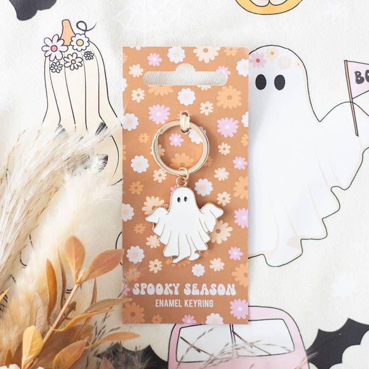 Something Different Wholesale - Wholesale Keychain - Women's - Spooky Season Groovy Ghost Halloween Keyring