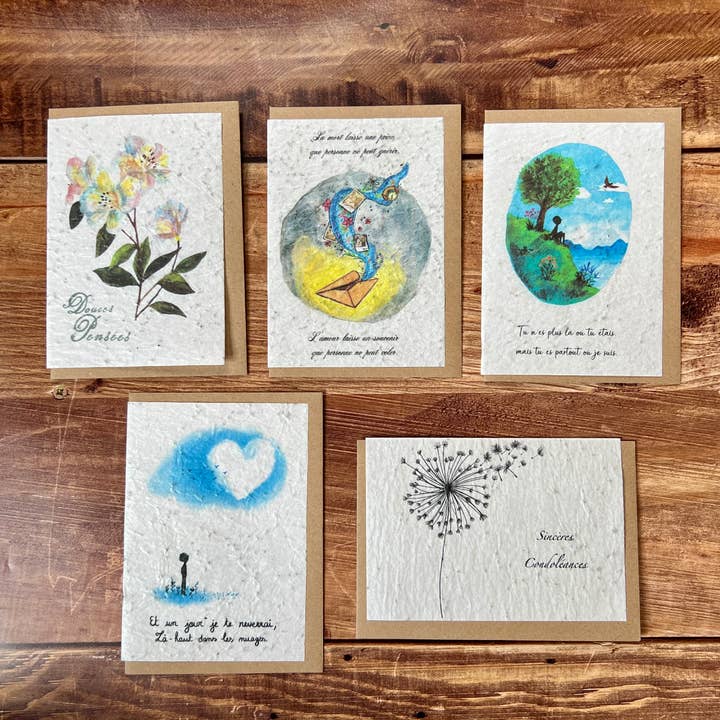 Set di 15 biglietti di condoglianze piantabili con semi di fiori selvatici per la vendita all'ingrosso da parte di Les cartes de Lulu