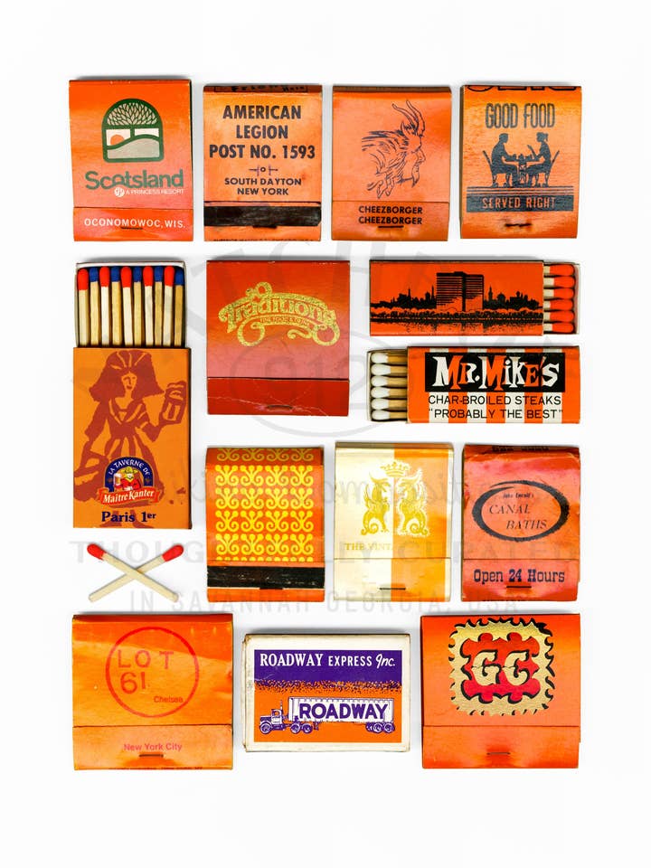 Orange Vintage Matchbook Collage for wholesale by Matchbox 912